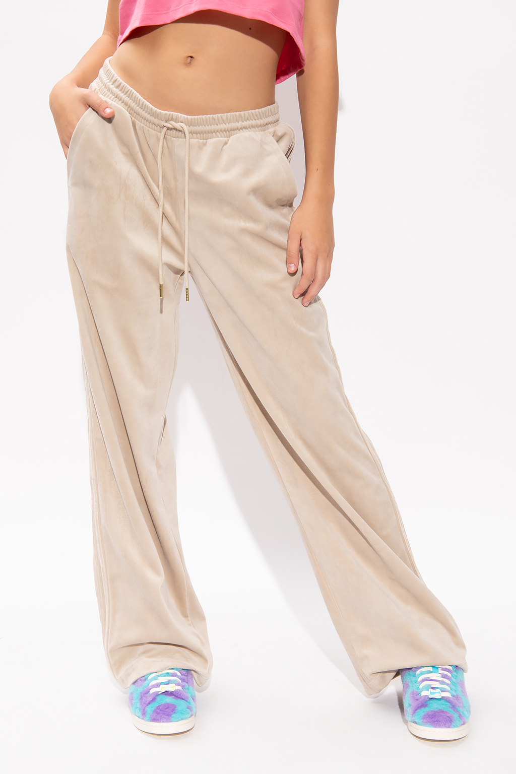 Beige Velour trousers ozweego ADIDAS Originals IetpShops GB